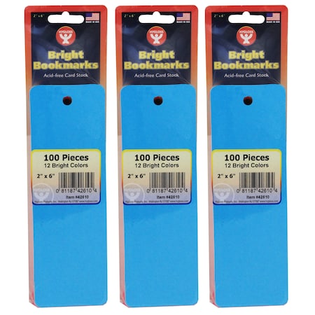 Hygloss Products Mighty Bright Bookmarks, 100 Assorted Colors Per Pack, PK3 42610